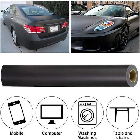 Full Car Wrap Film Thermoplastic Bubble Free Technology Black Matte Finish Size 3.0m x 1.52m