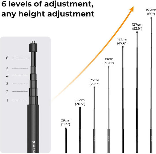 K&F Concept Selfie Stick for Action Cameras Insta360 / GoPro / DJI