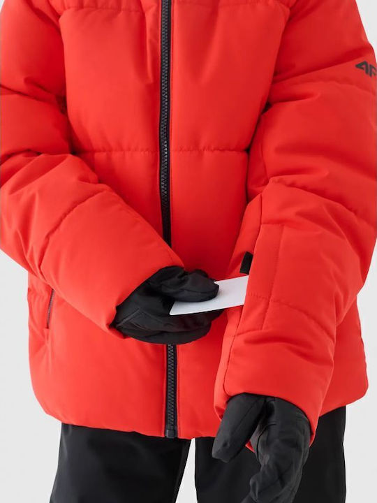 Down Kids Sports Jacket Windproof with Lining Hooded Red