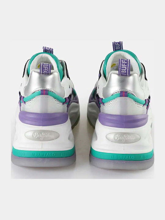 Chunky Sneakers Silver / Green / Purple