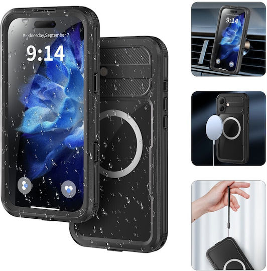 Wasserdichte Hülle IP68 iPhone 16 Plus Shellbox Magsafe Schwarz