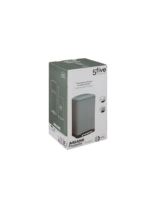 5Five Waste Bin Waste Metallic with Pedal Green 30lt 1pcs