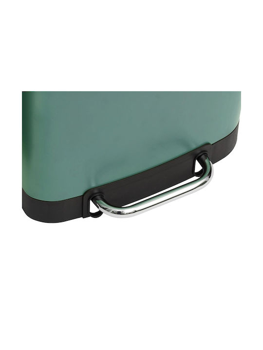 5Five Waste Bin Waste Metallic with Pedal Green 30lt 1pcs