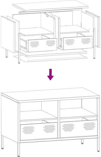 Metal TV Stand Mustard Yellow M68xD39xH43.5cm