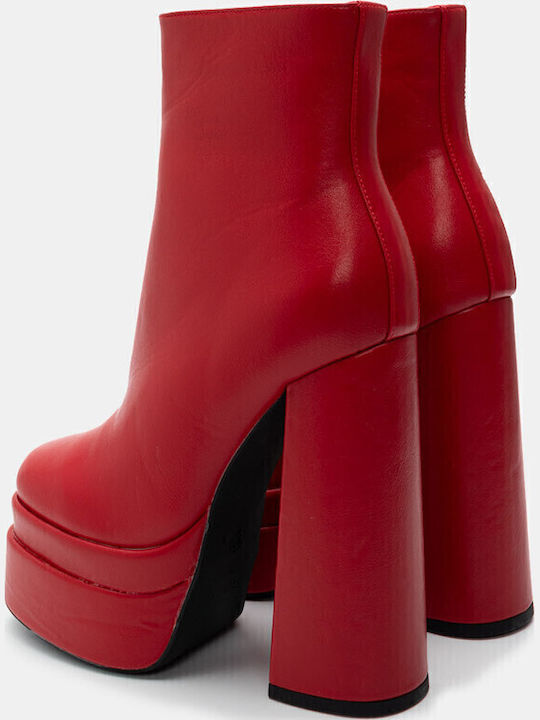 Stiefeletten Damen mit Pelz Rot