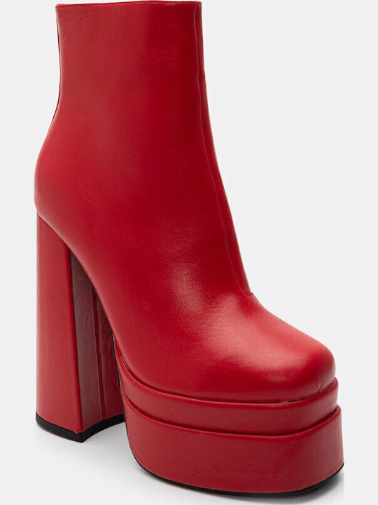 Stiefeletten Damen mit Pelz Rot