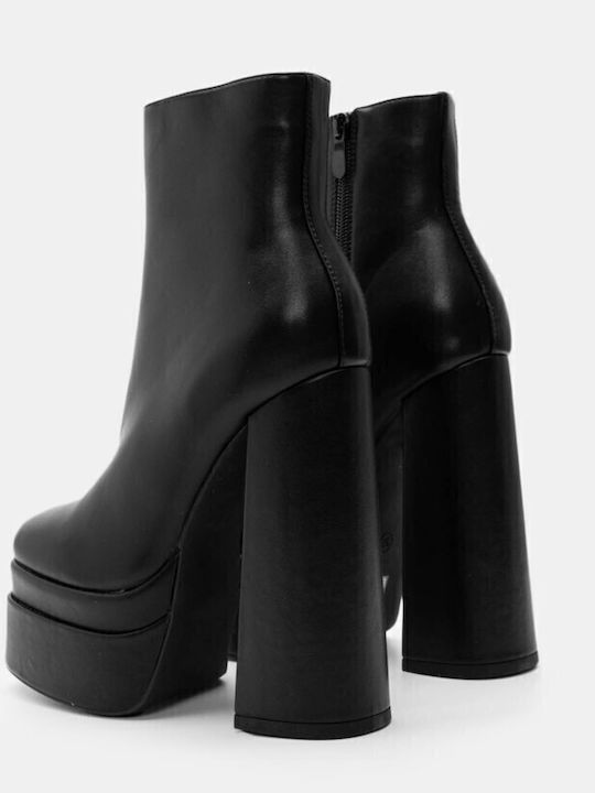 Women's Ankle Boots with High Heel & Fur Black