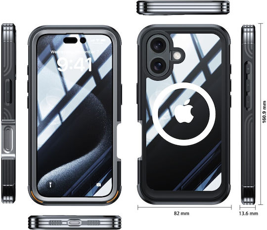 Carcasă rezistentă la șocuri pentru iPhone 16 Plus cu protecție de ecran Magsafe Negru