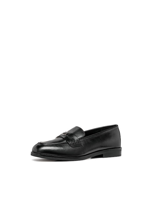 Geox Leather Women's Loafers in Black Color