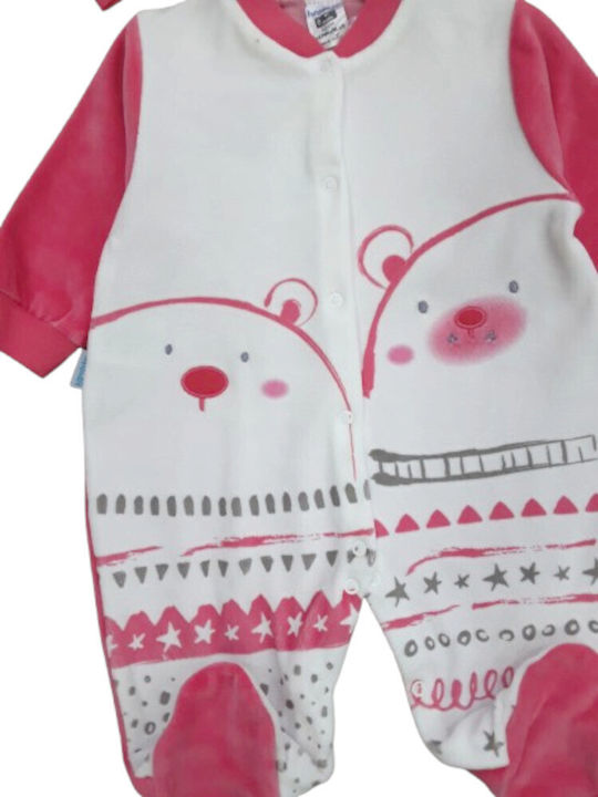 Pretty Baby Bear Baby Bodysuit Set Long-Sleeved Velvet with Hat White