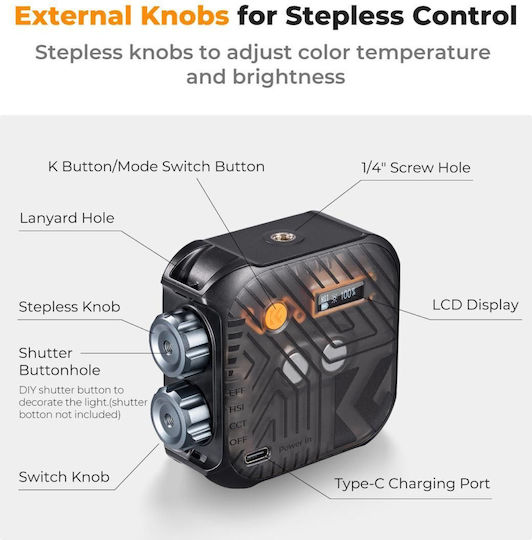 K&F Concept LED Light with Brightness 900 Lux