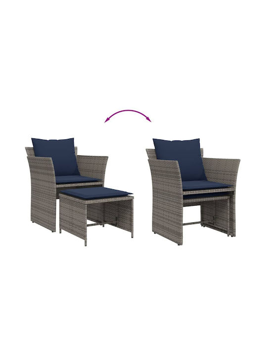 Fotoliu de exterior Rattan Gri cu pernă 50x50x36cm