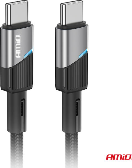 AMiO LED USB 2.0 Кабел USB-C Мъжки - USB-C 60W Черен 1м 03926