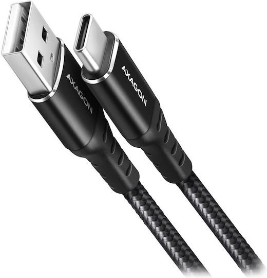 Axagon Braided USB 2.0 Cable USB-C male - USB-A Μαύρο 1m BUCM-AM10AB