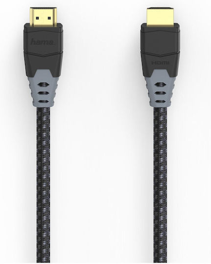 HAMA High Speed Плетена Кабел HDMI мъжки - HDMI мъжки 1.5м Черен