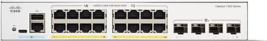 Cisco Catalyst C1300-16T-2G Managed L2 Switch with 18 Gigabit (1Gbps) Ethernet Ports and 2 SFP Ports