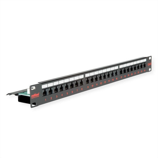 Safewell Patch Panel για Rack 1U 24 Θυρών cat6a Μαύρο