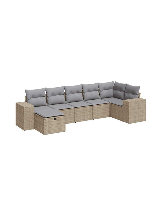 Corner Outdoor Sofa Rattan with Chest and Cushions 55x55x69cm