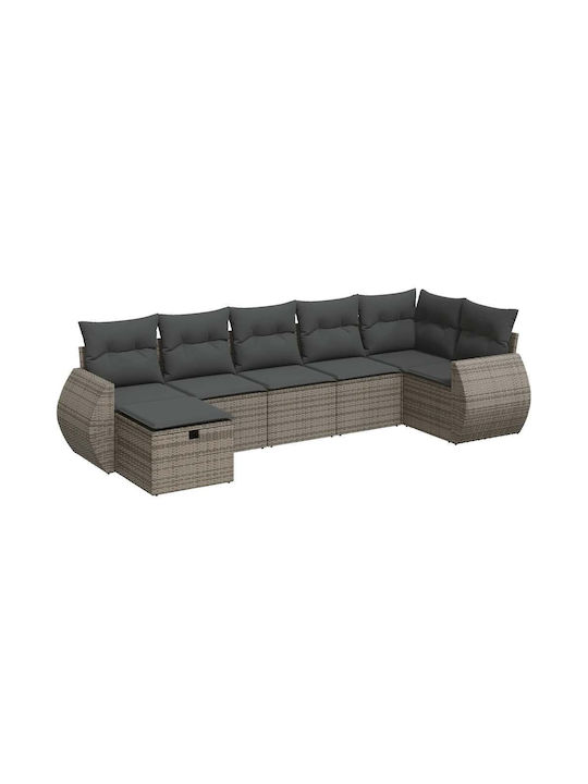Corner Outdoor Sofa Rattan with Chest and Cushions 55x55x69cm