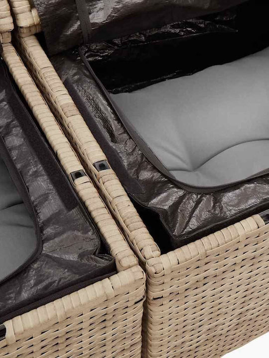 Corner Sofa Outdoor Rattan with Chest and Pillows 55x55x34cm