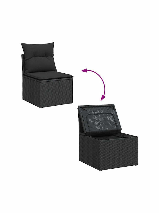 Corner Sofa Outdoor Rattan with Chest and Pillows 55x55x34cm