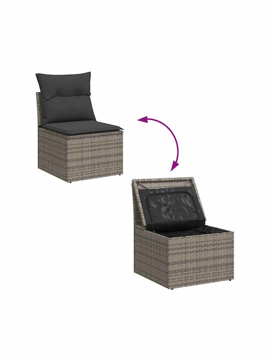 Corner Sofa Outdoor Rattan with Chest and Pillows 55x55x34cm
