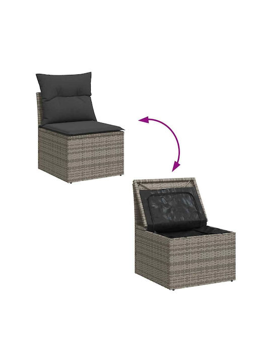 Corner Outdoor Sofa Rattan with Chest and Cushions 55x55x69cm