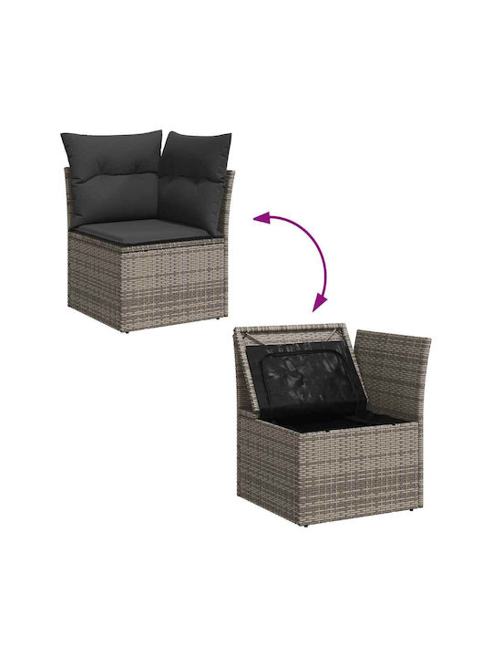 Corner Outdoor Sofa Rattan with Chest and Cushions 55x55x69cm