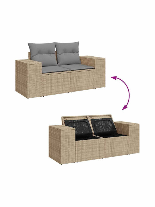 Corner Sofa Outdoor Rattan with Chest and Pillows 55x55x34cm