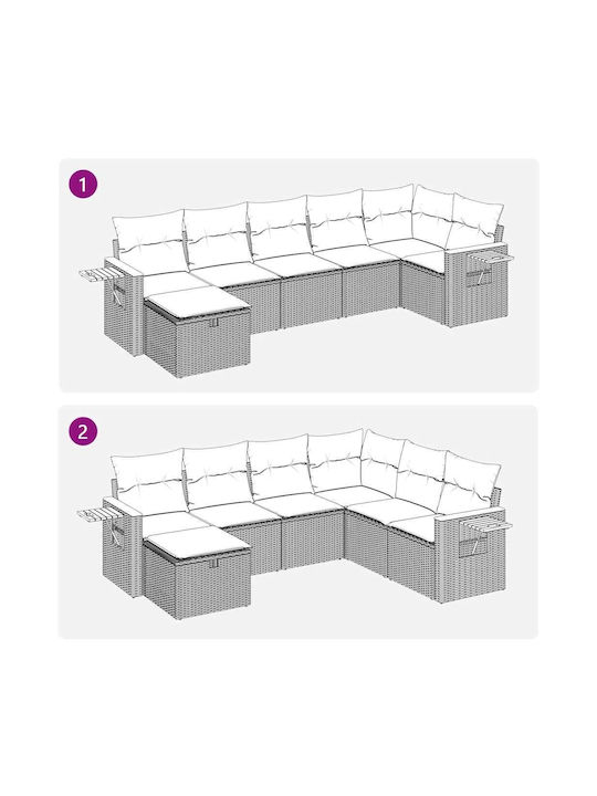 Corner Sofa Outdoor Rattan with Chest and Pillows 55x55x34cm