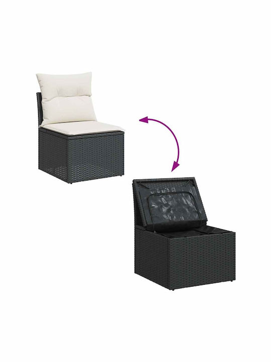 Corner Sofa Outdoor Rattan with Chest and Pillows 55x55x34cm