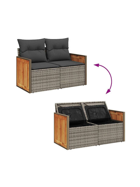 Corner Sofa Outdoor Rattan with Chest and Pillows 55x55x34cm