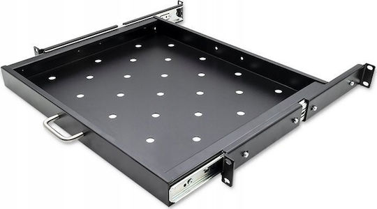 Qoltec Solider Stahlplatten-Rackhalter 600*600 Ausziehbar Schwarz