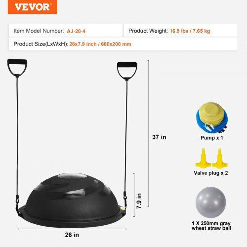 Vevor Μπάλα Ισορροπίας Μαύρη 66x20cm