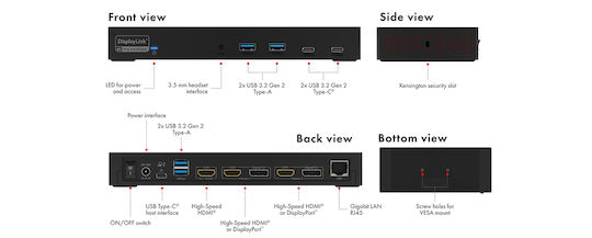 Icy Box USB-C Docking Station με HDMI/DisplayPort 4K PD Ethernet Μαύρο (IB-DK2246AC)