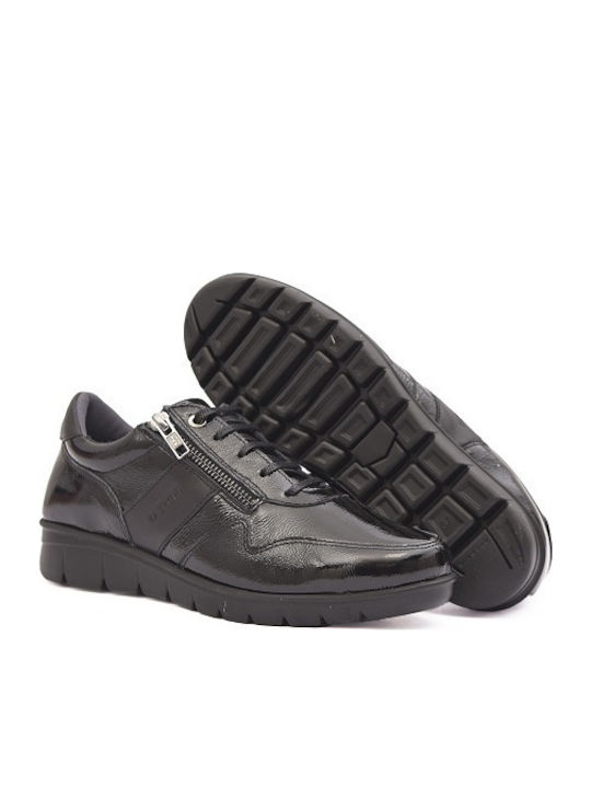 Γυναικεία Ανατομικά Sneakers Μαύρο Λουστρίνι