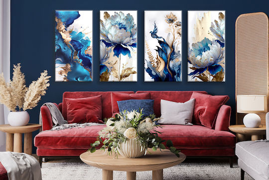 Decowalls Τετράπτυχος Πίνακας σε Καμβά 80x160cm