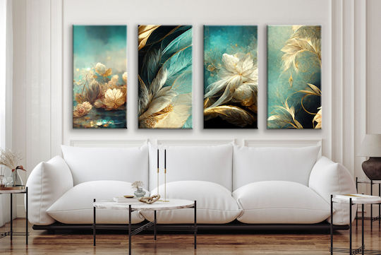 Decowalls Τετράπτυχος Πίνακας σε Καμβά 80x160cm