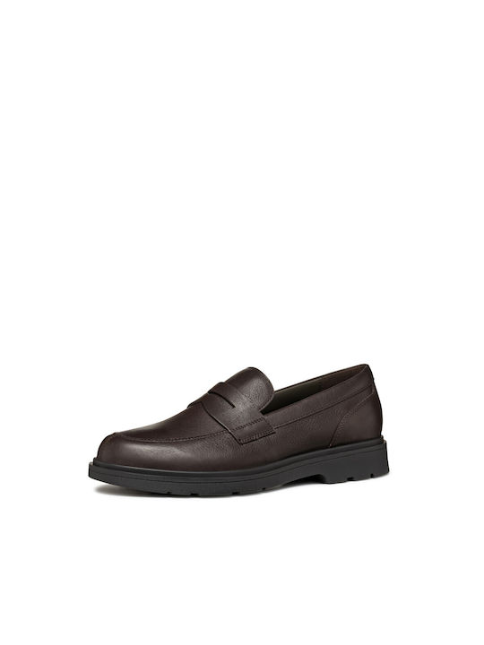 Geox Spherica Δερμάτινα Ανδρικά Loafers σε Καφέ Χρώμα