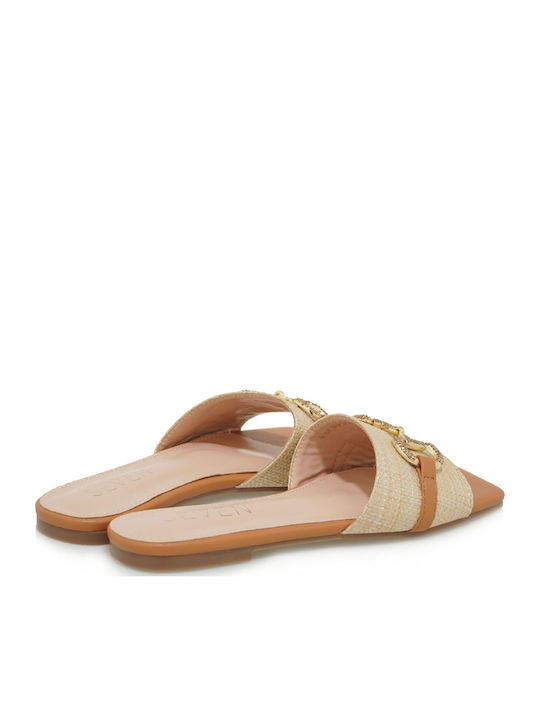 Women's Flat Sandals in Beige Color