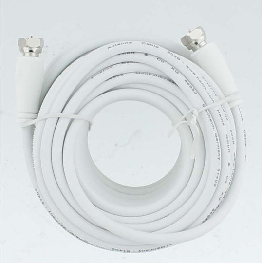 HAMA Καλώδιο Κεραίας Coax male - Coax female Λευκό 10m (00205066) 1τμχ