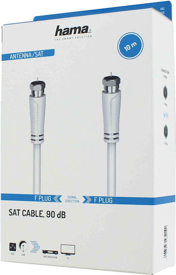 HAMA Καλώδιο Κεραίας Coax male - Coax female Λευκό 10m (00205066) 1τμχ
