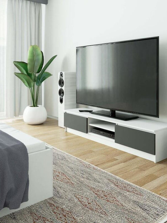 Mobilier TV din lemn Alb Μ160xΠ40xΥ33.4cm