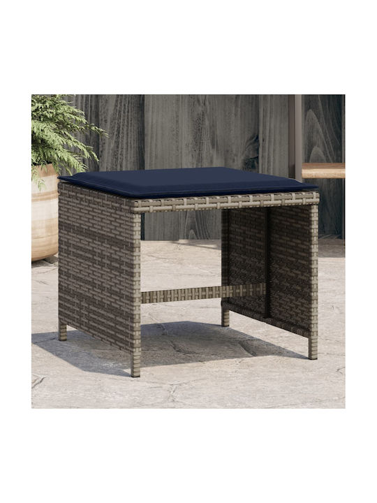 Hocker Für den Außenbereich Rattan mit Kissen Gray 4Stück 40x40x35cm