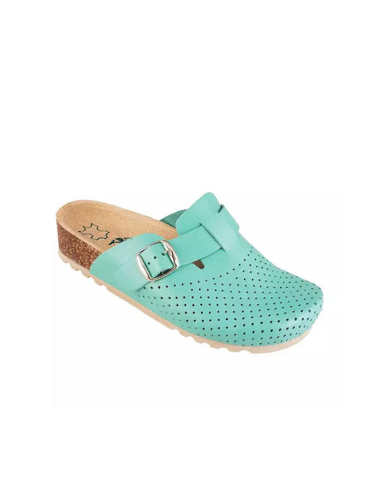 Vesna Women's Leather Anatomic Clogs Turquoise