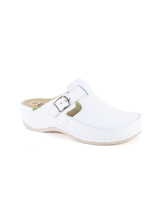 Vesna Women's Leather Anatomic Clogs White