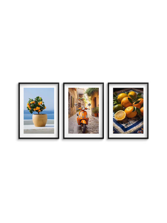 Elegante Wandposter Küche Zitronen Italienischer Stil 3x30x40