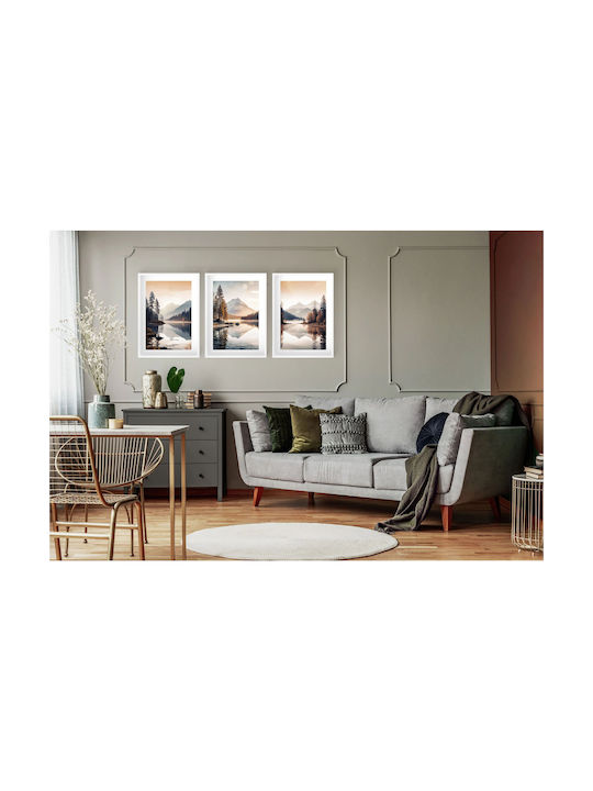 Postere Elegante de Perete Dormitor Peisaj Montan Lac 3x 30x40