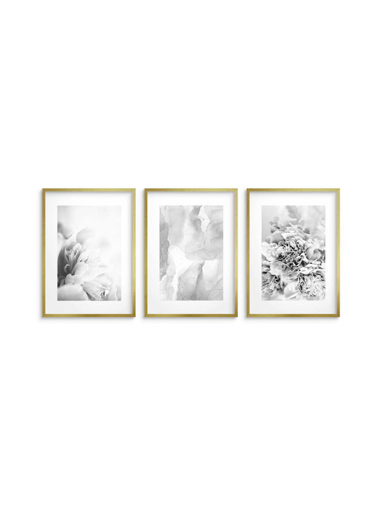 Postere Boho pentru Perete Dormitor Cameră de Zi Flori Delicate Marmură 3x 30x40