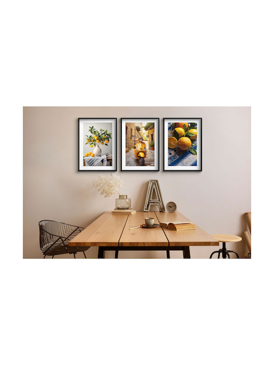 Moderne Wandposter Küche Zitronen Vespa Urlaubsansicht 3x30x40